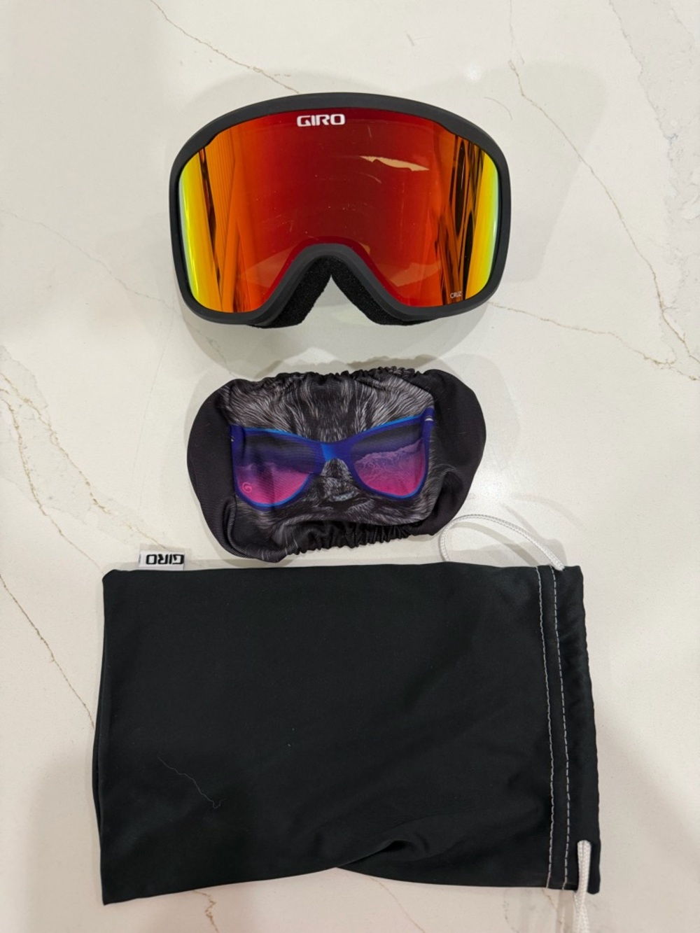 Giro Snow Goggles with Red-Orange Mirrored Lens and Black Frame